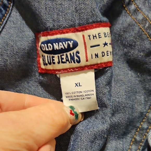 Y2K Old Navy Blue Denim Women Jean Short Overalls - Picture 3 of 5